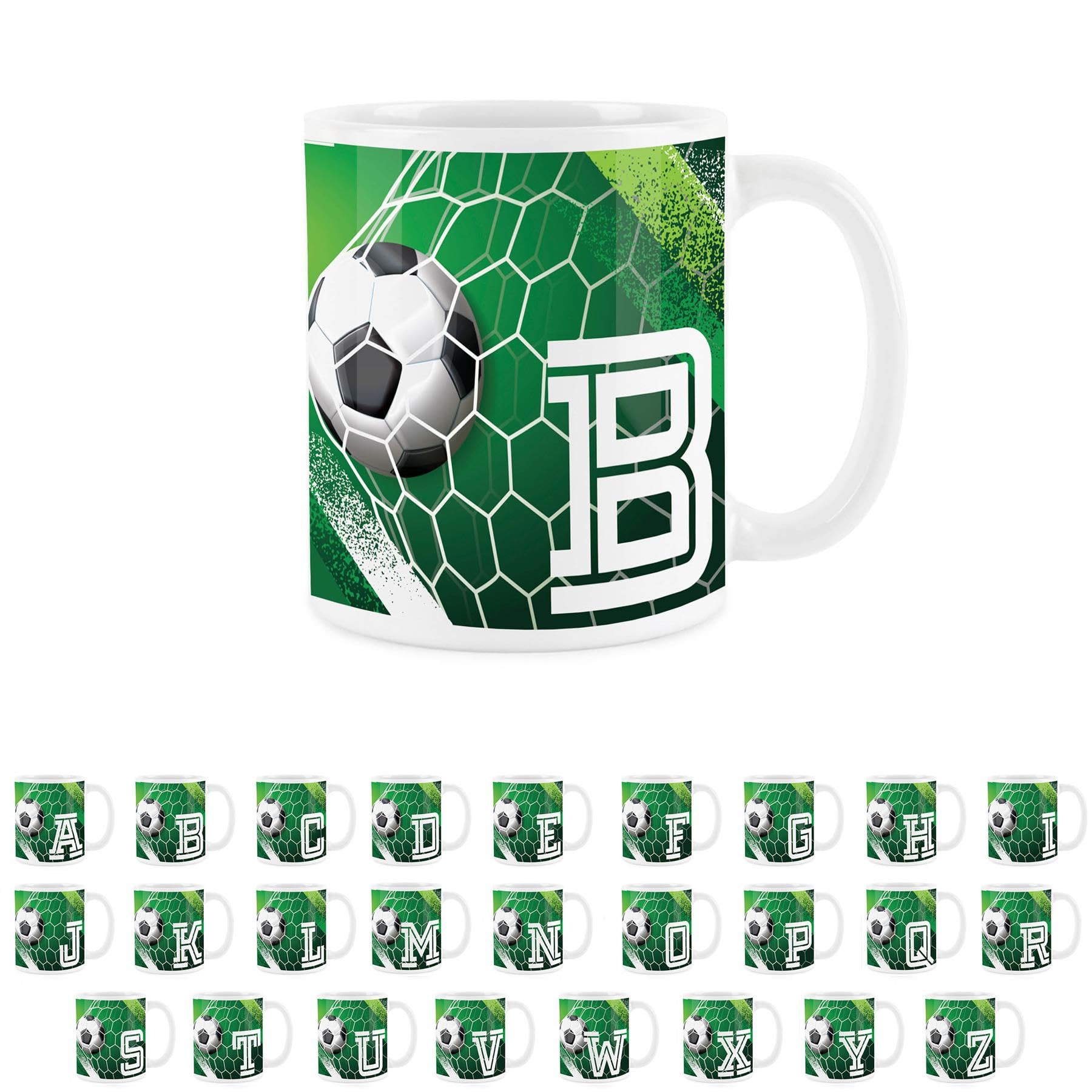 Football Letter B Mug - White Initial Personalised Alphabet Tea Coffee Gift Mug Present