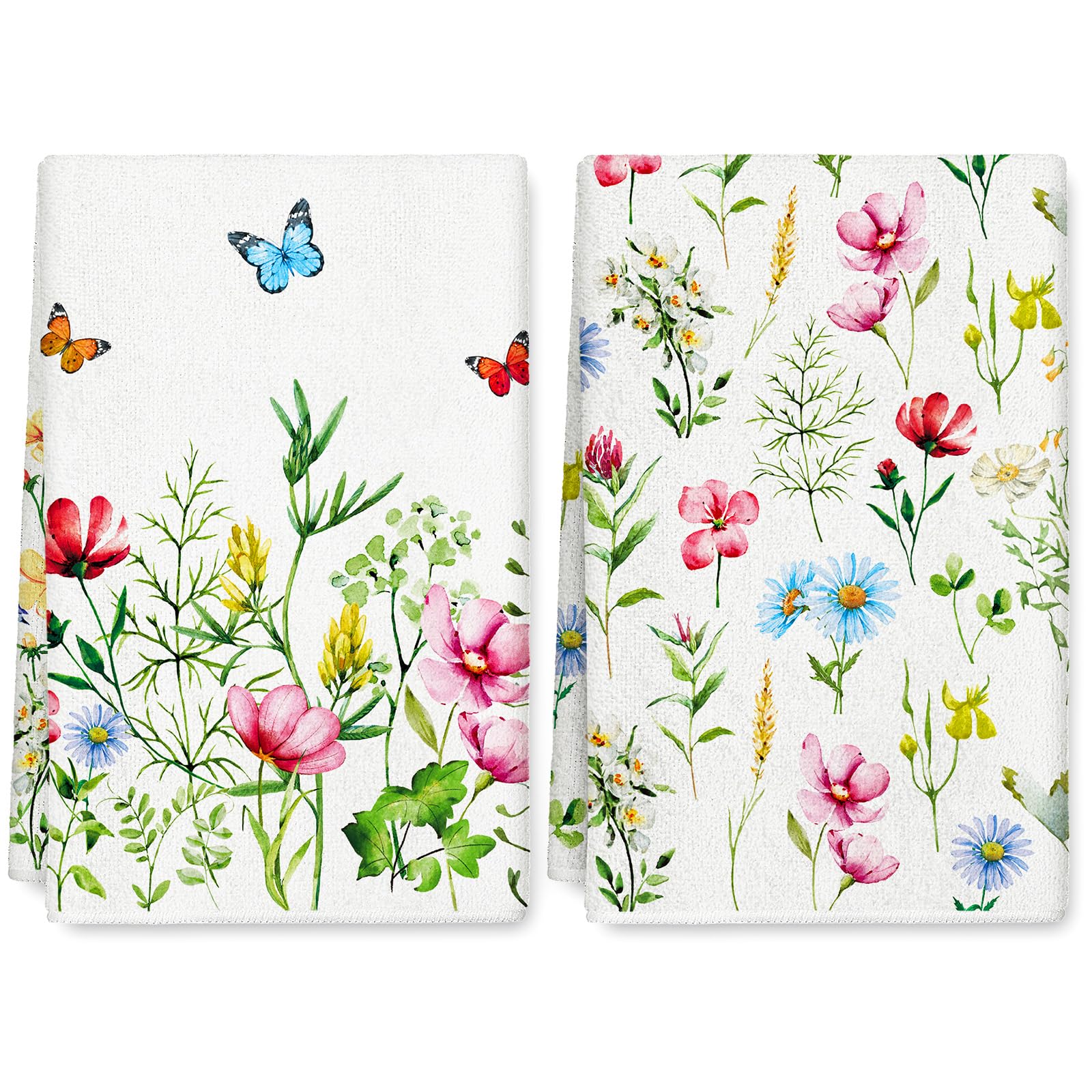 Torchons de cuisine absorbants pour mains mouillées lot de 2 linges décoratifs floraux