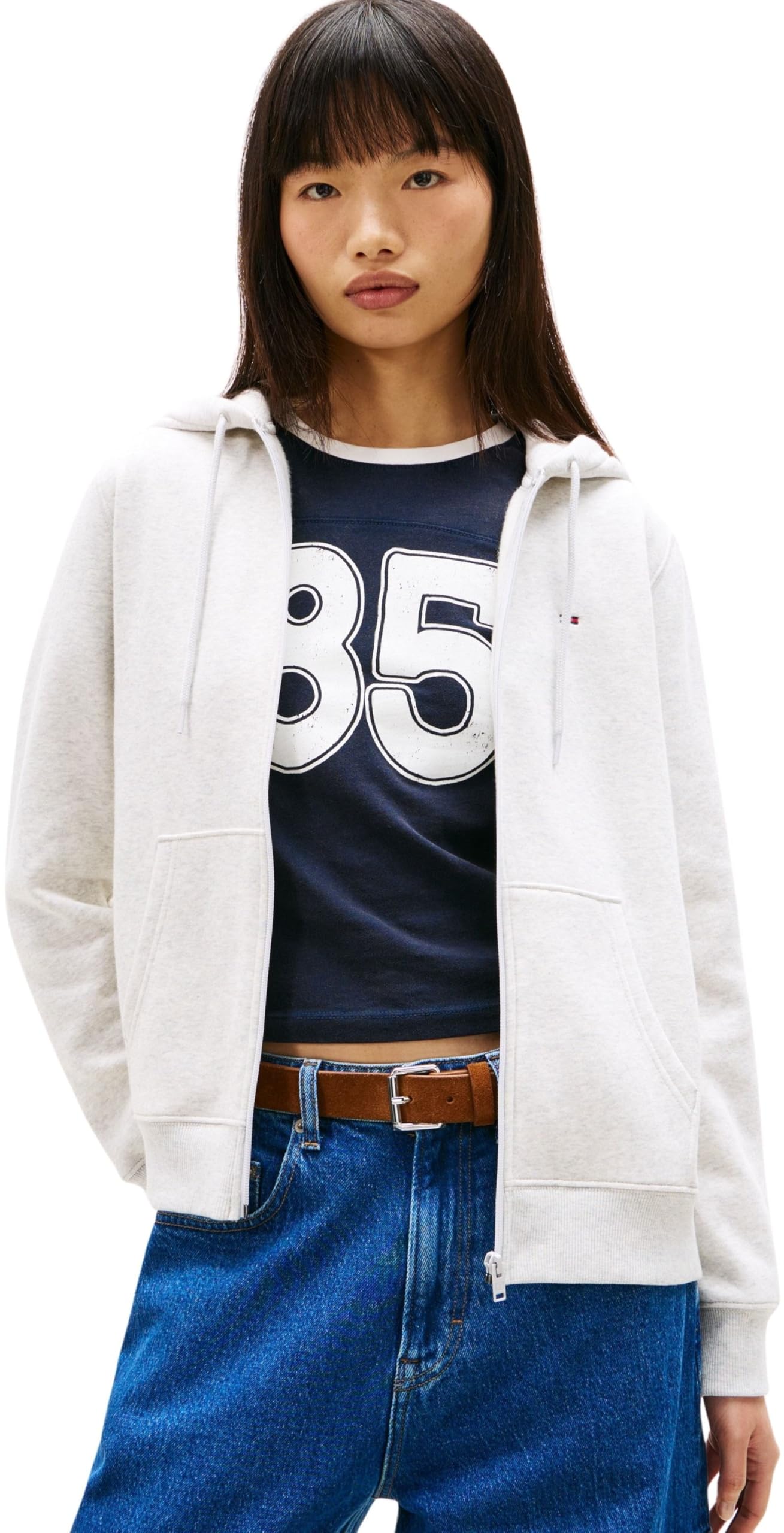 Tommy Jeans Damen Hoodie mit Reißverschluss Zip Thru mit Kapuze