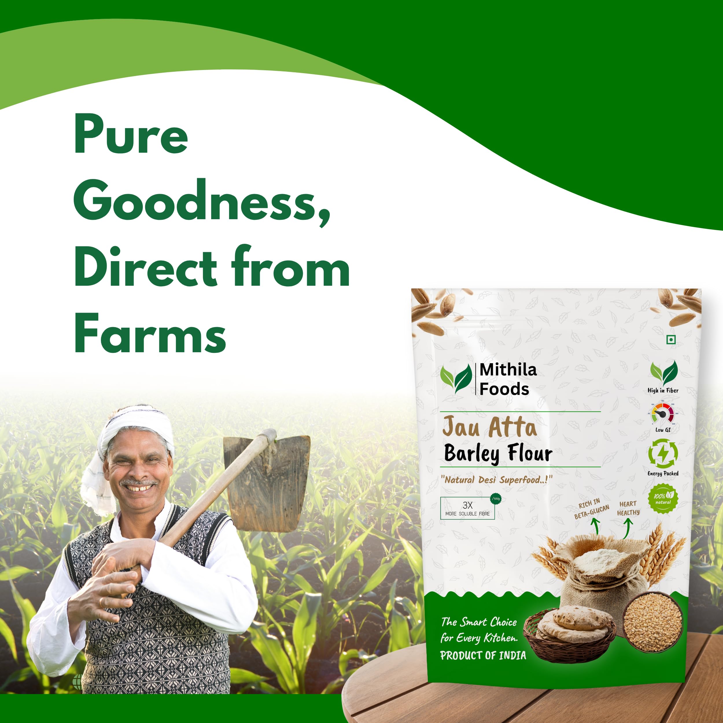 MITHILA FOODS 1 Kg Jau Atta | Gluten-Free Barley Flour | High Fibre & Protein, 100% Natural Desi Superfood | Stone-Ground for Soft Rotis | No Preservatives | Authentic Flavor from Bihar - Image 7 thumbnail