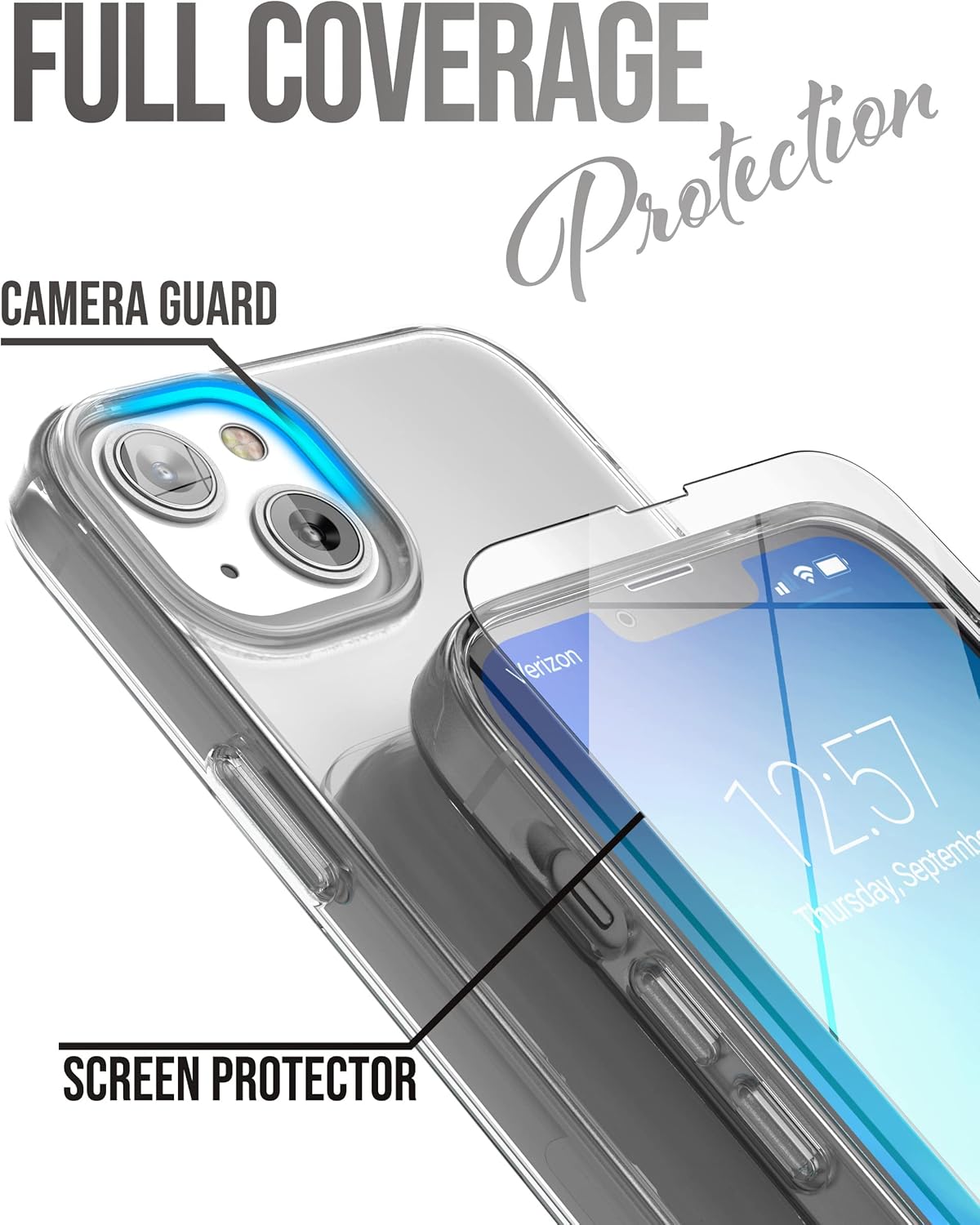 ENCASED Finger Loop Case Designed for iPhone 14 Plus Case with Hand Strap Phone Holder (Screen Protector Included) - Crystal Clear - Image 2