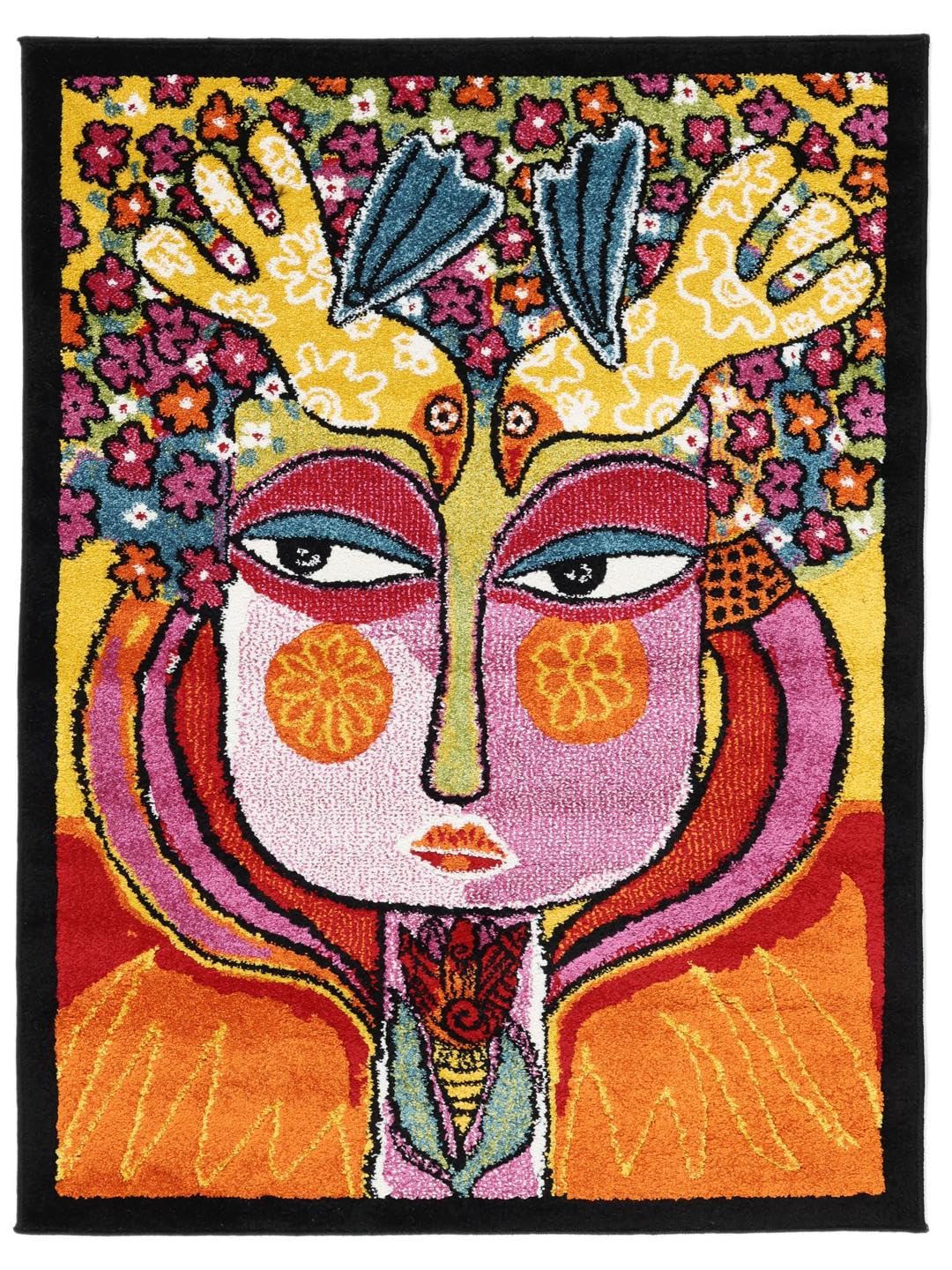 RugVista She has Flowers in Her Hair Alfombra, 100 x 130 cm | Modernas, Nuestros diseñadores, Rectangular, Pelo medio, Limpieza en seco, Oeko-Tex 100