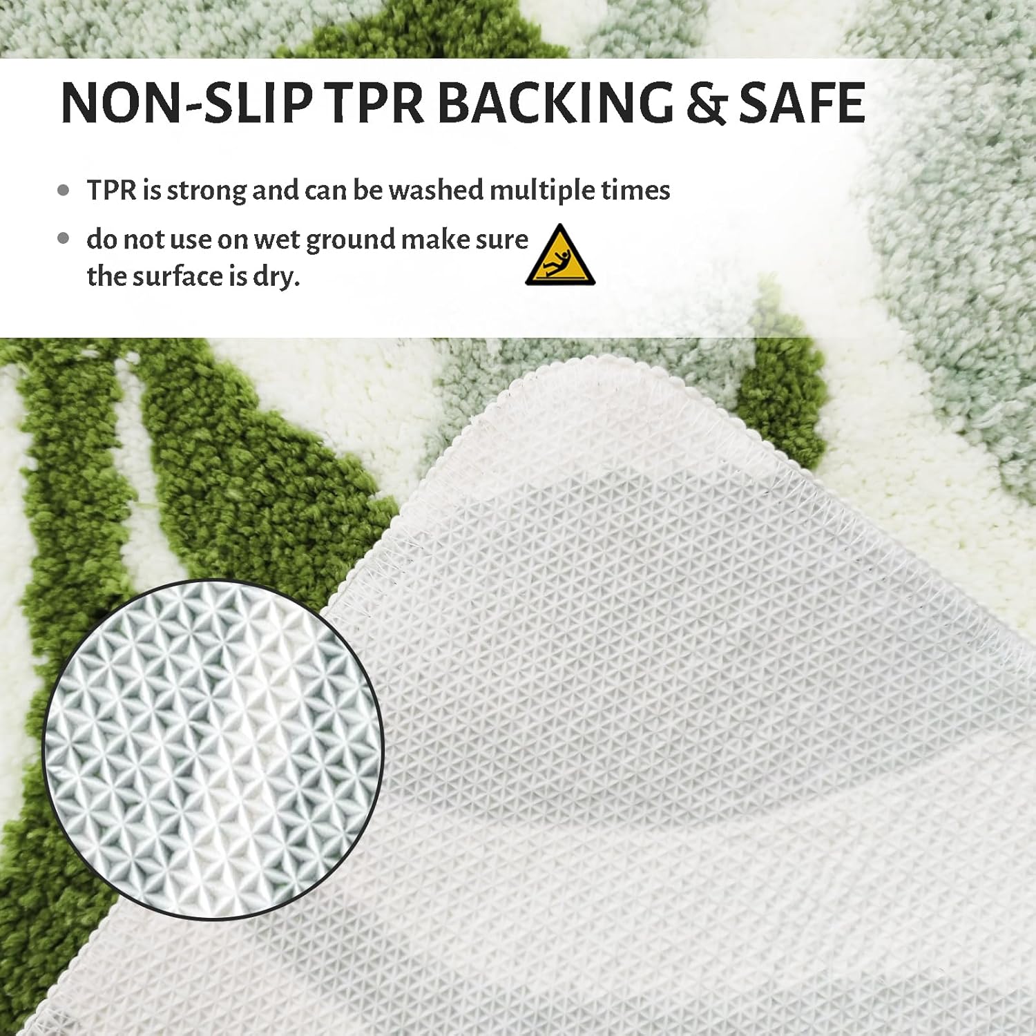 Green Leaf Non Slip Bathroom Rugs Cute Plant Absorbent Bath Mat Funny Botanical Floor Bathmat Washable Large Bath Matt Bathroom Decor-20''x32''