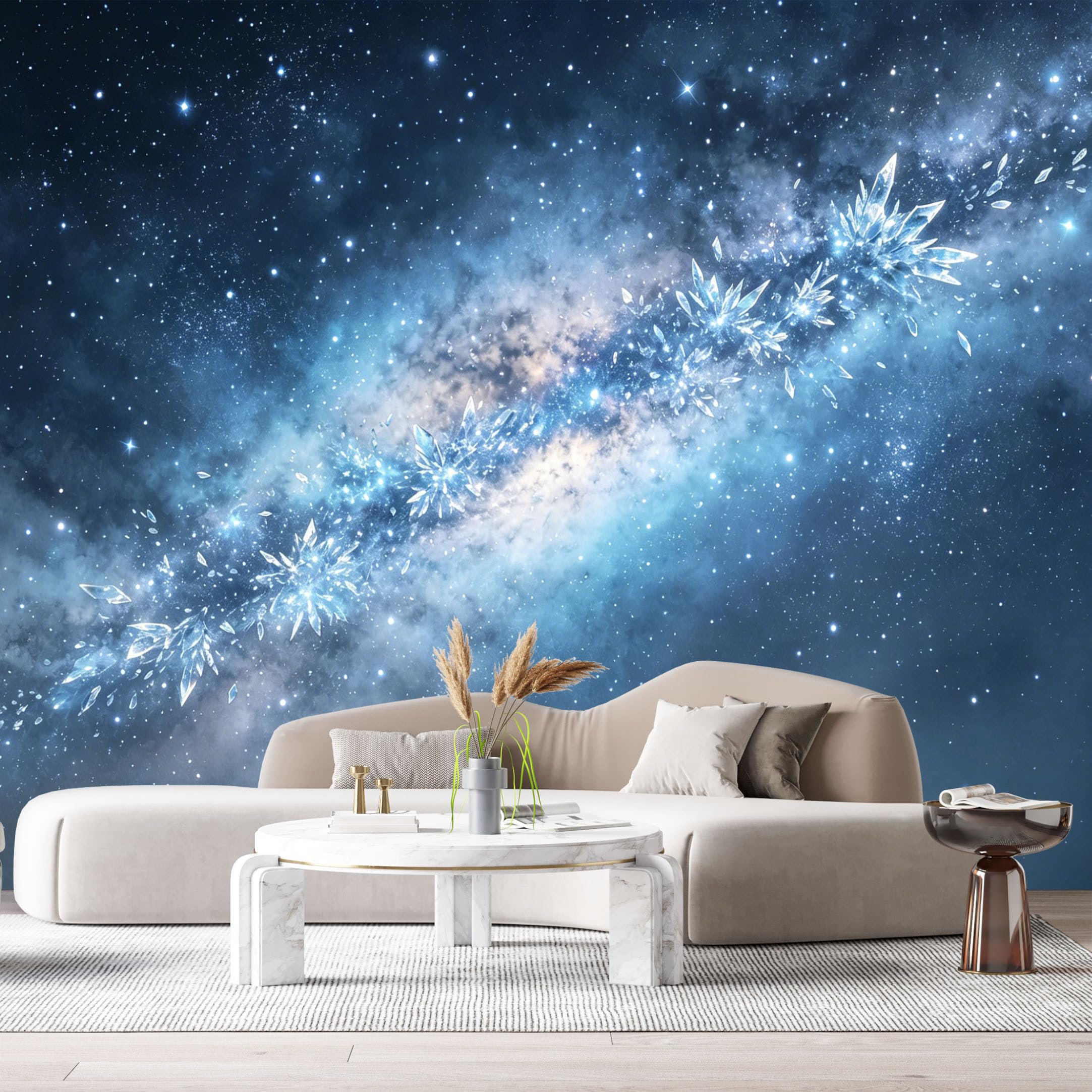 Custom Size Wall Murals Galaxy Space Nebula Ice Crystal 3D SelfAdhesiveWall Fabric Removable Wallpaper Wall Decor for Living Room Bedroom Bathroom
