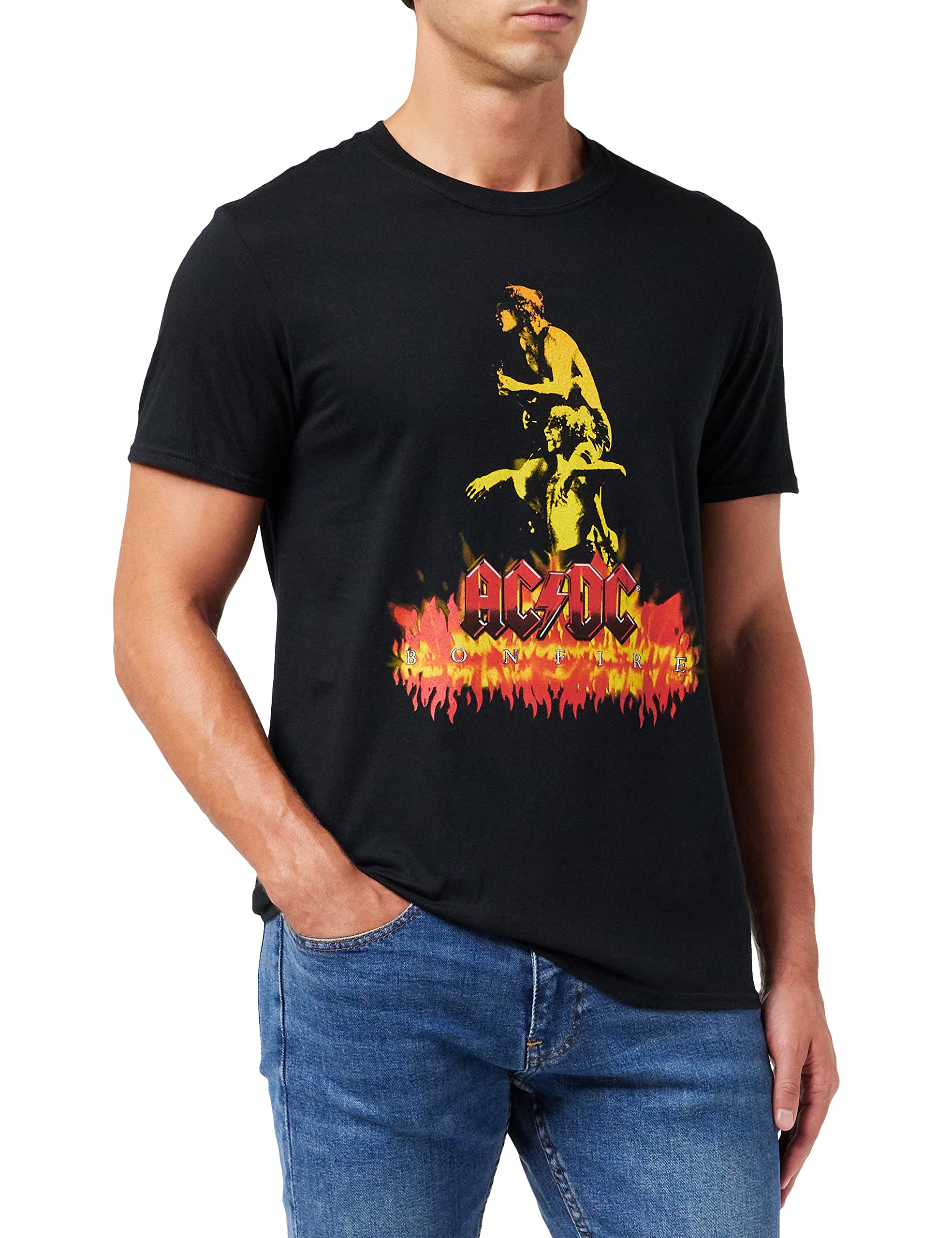 ACDC Men's AC/DC Bonfire Regular Fit Crew Neck Short Sleeve T - Shirt, Black (Black Black), XX-Large (Manufacturer Size:XX-Large)