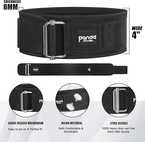 Miniatura 2 de PIXEL PANDA - Cinturón de levantamiento de pesas, cinturón de levantamiento de pesas, cinturón de gimnasio de primera calidad para hombres y