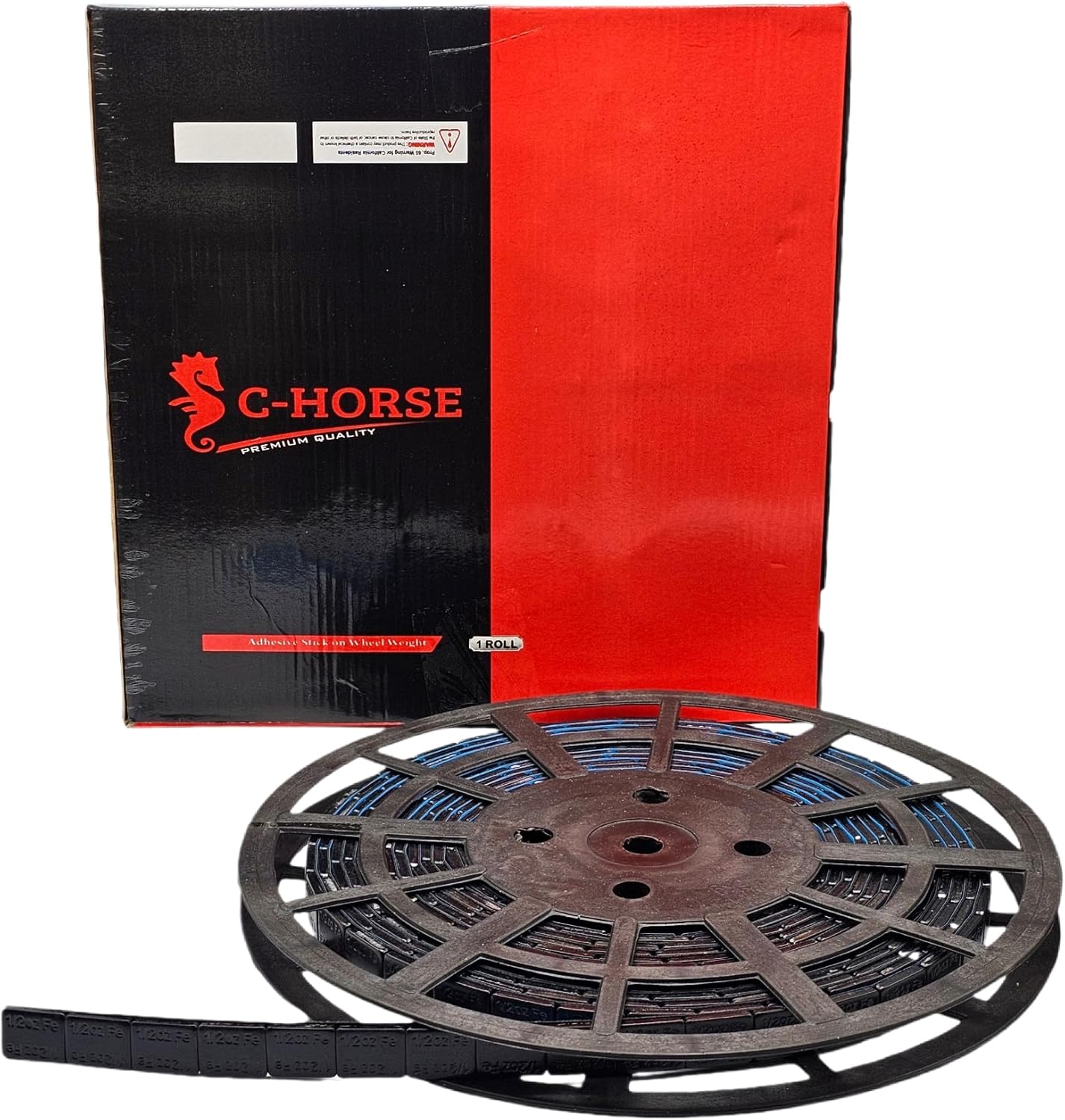 C-HORSE 1oz Black Stick-On Wheel Weights Roll – Adhesive Tire Balancing Wheel Weights, 180pcs Steel Segments,12 lbs Wheel Balancer Tape