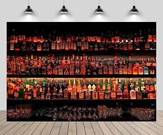 15x10ft Cocktail Bar Backdrop for Photography Bottles of Alcohol and Spirits on Backlight Shelves Alcoholic Bar Nightlife Background Summer Holiday Bachelor Party Decor Photo Studio Props