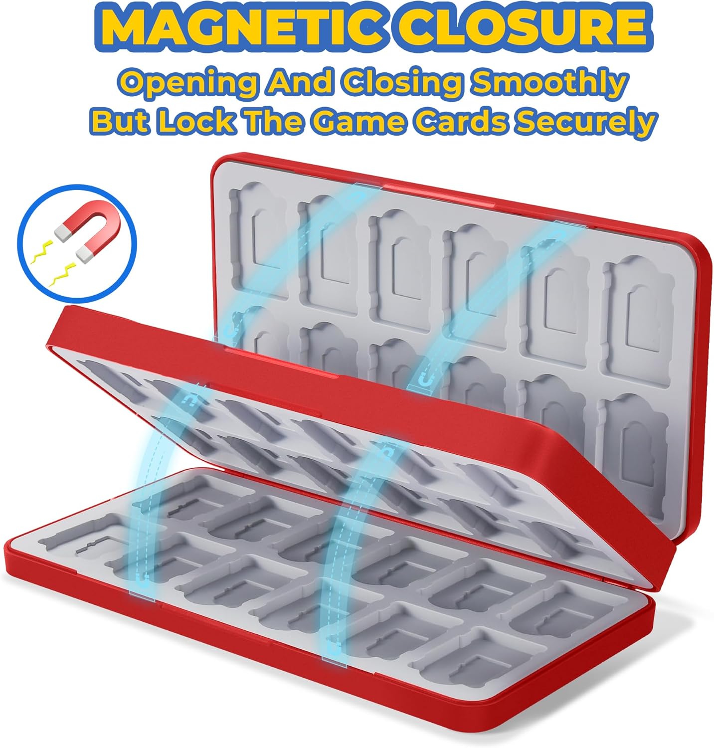 FUNLAB Switch 2 Game Case Compatible with Nintendo Switch 2/1 & Micro SD Cards, Switch Game Holder Cartridge Case with 48 Game-Card Storage - Red - Image 4