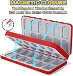 FUNLAB Switch Game Case Compatible with Nintendo 2, Switch Games & Micro SD Cards, Switch Game Holder Cartridge Case with 48 Game Card Storage - Red