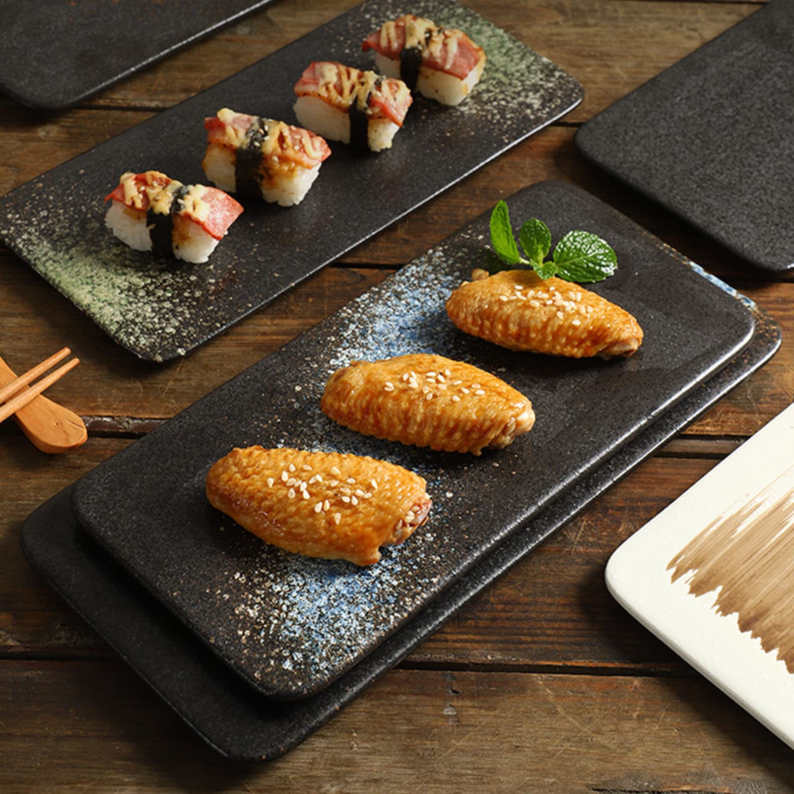 XIASABA giapponese piatto di sushi rettangolo con piatto da servizio in legno per crackers feste