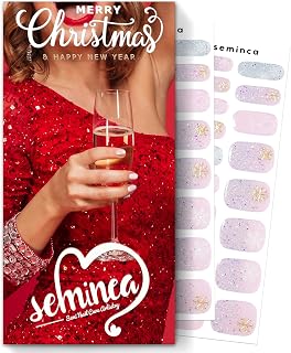 Semi Cured Gel Nail Strips-Easy Apply Christmas Gel Nail Stickers Holiday Semi Cured Manicure Strips with Sparkling Xmas Designs,Works with Any UV/LED Lamps(Argyle Diamond Gradient)