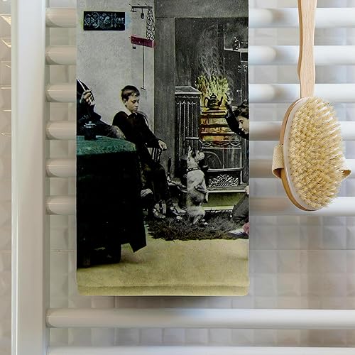 Miniatura 2 de 3dRose 22x30 Bath Hand Pool Towel - Magic Lantern The Village Blacksmiths Family 1890 Victorian Vintage Magic Lantern Slide