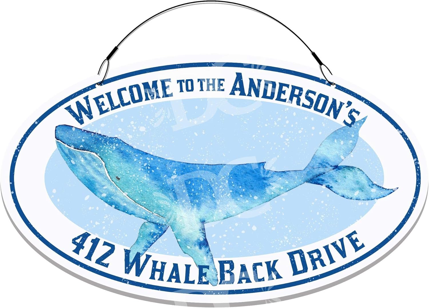Whale Themed Home Address Small Size Welcome Sign