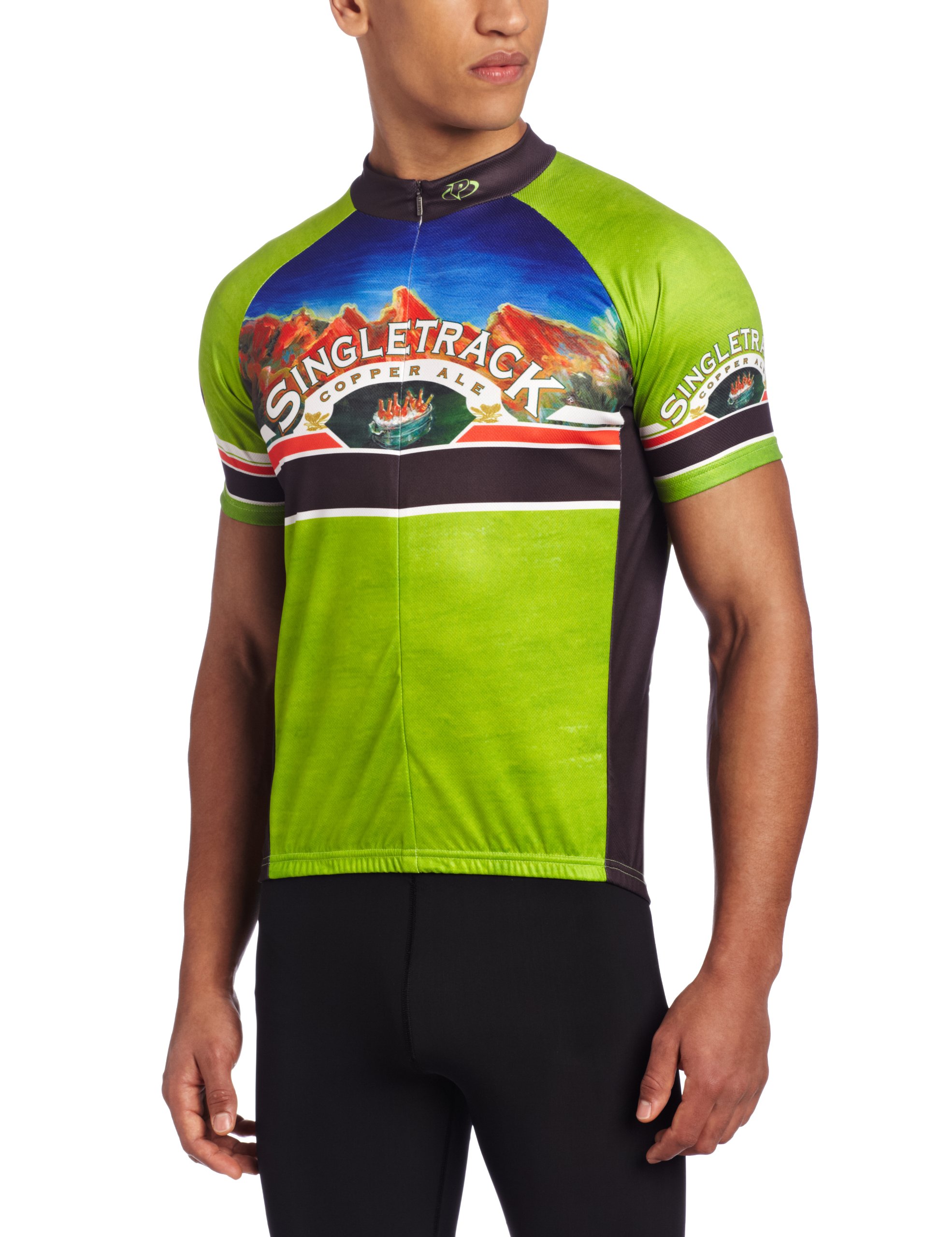Primal Wear Men's Singletrack Copper Ale Cycling Jersey, Green Blue, Small
