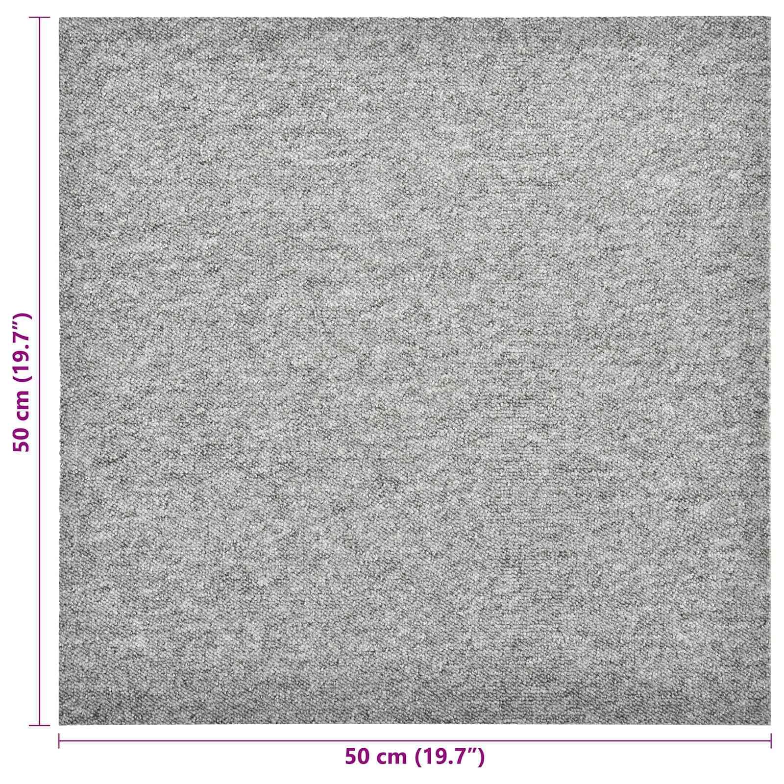 Teppichfliesen Set 20 Stück Hellgrau - 50x50 cm Teppichboden Quadratisch Modul Teppich Fliesen für Innenbereich, Nadelfilz Teppichmatten Auslegeware Büro Wohnzimmer Bodenbelag