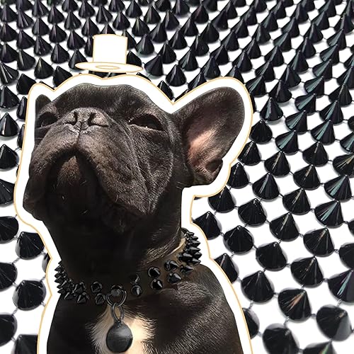 Miniatura 3 de 1 yarda Coser en Spike Stud Remache de espalda plana Punk Rock Trim Cinta de malla Artesanía (negro)