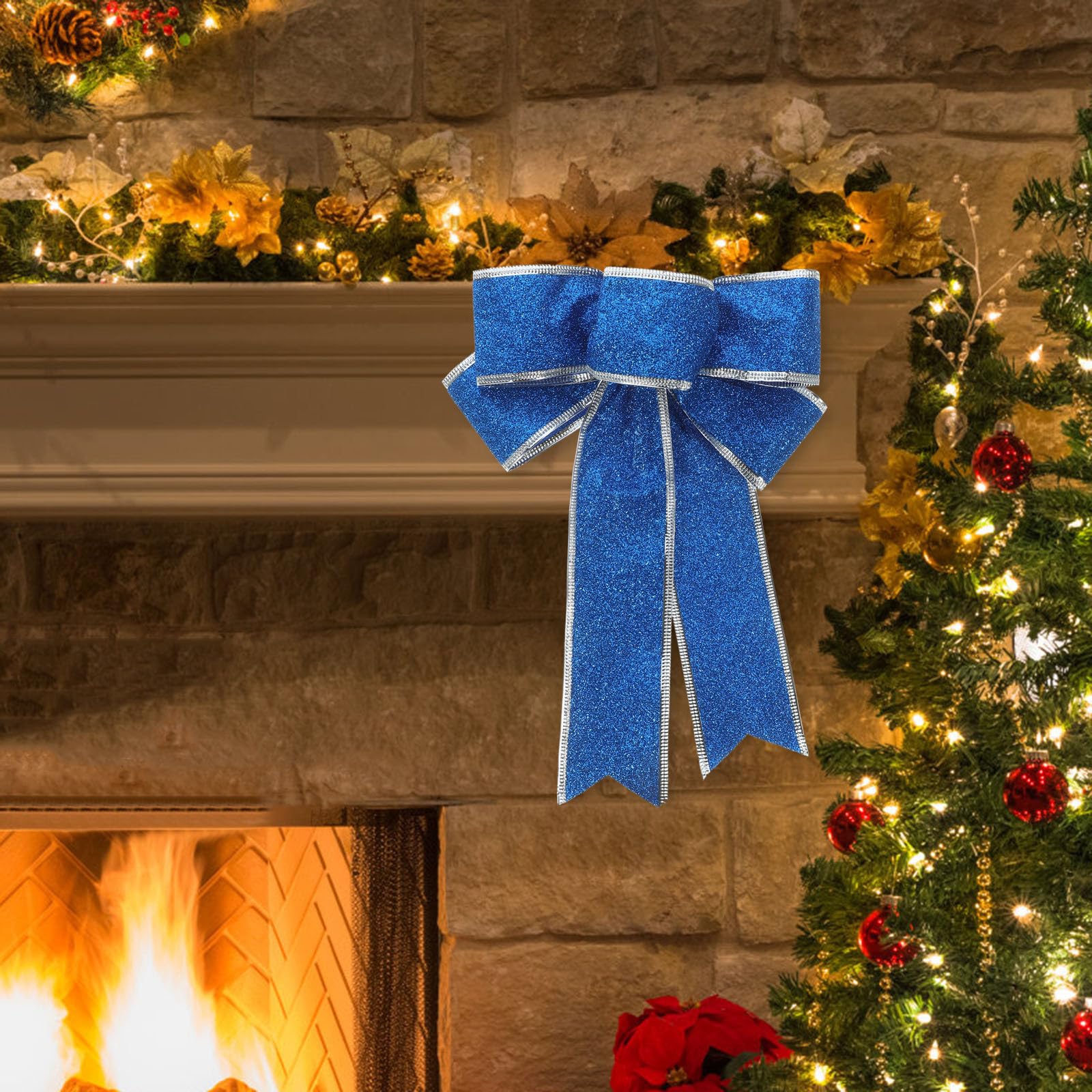 DOITOOL 10 Lazos navideños Grandes para, decoración para Puerta de Entrada, Pared, Valla, Adorno para árbol, Suministros para Fiestas navideñas de Invierno.