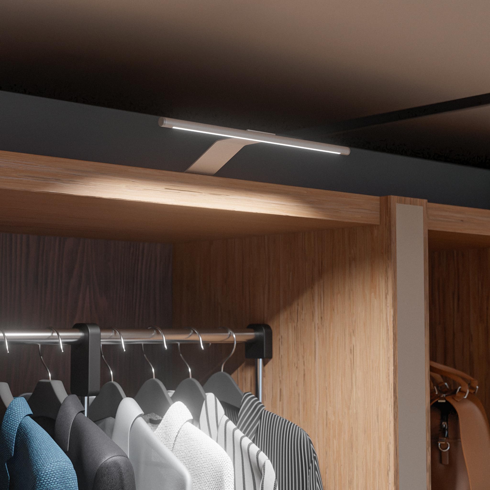 kalb | Lampada LED da superficie, 340 x 170 x 40 mm, lampada per armadi con modulo LED, 12 VDC, 4 W, 230 lm per lampada, con interruttore e alimentatore, grigio argento, per armadi (grigio argento
