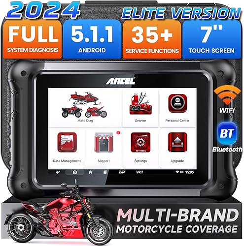 ANCEL Herramienta de diagnóstico de motocicleta MT700 para escáner KawasakiSuzukiPiaggioHarleyBMWDucati Obd2, lector de código de motor de