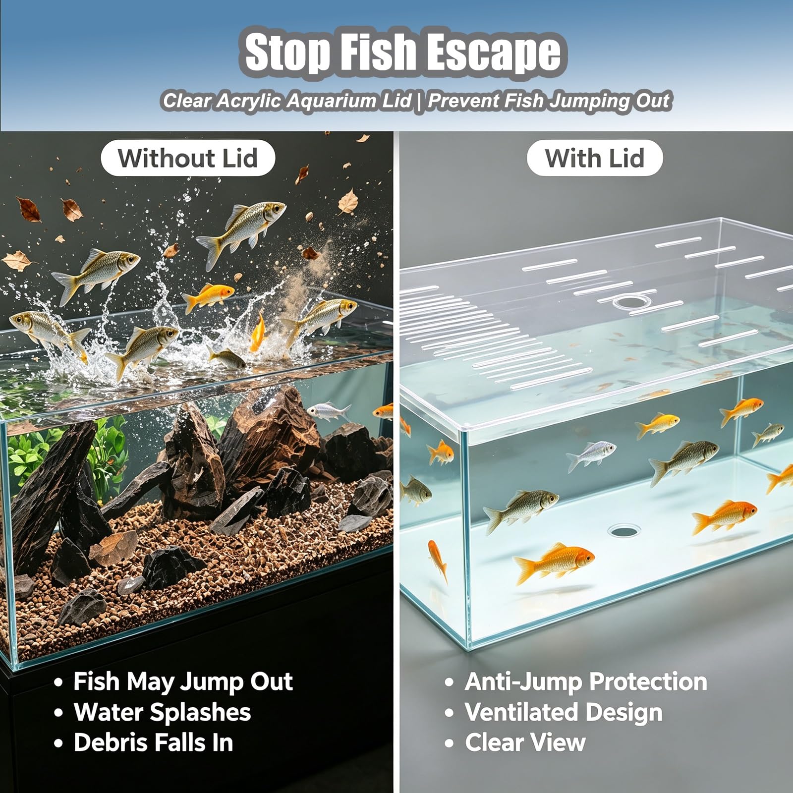 HAIXHX Cubierta Acuario,Tapa ventilada antiescape para Acuario