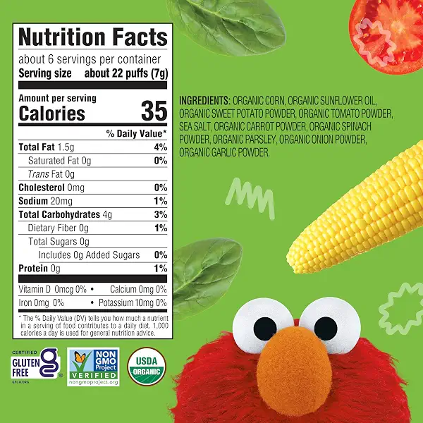Earth's Best Organic Veggie Puffs for Toddlers 2 Years Old and Up, Original Flavor, 1.55 Ounce Bag 2