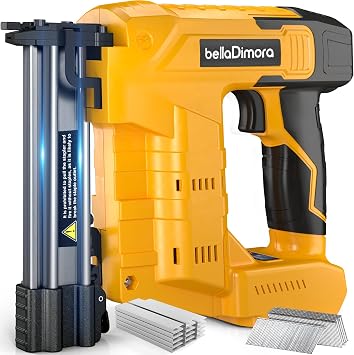 18GA Cordless Brad Nailer & Staple Gun - Compatible with Dewalt 20V Battery - 2-in-1 Brushless Nail Gun with 1000 Nails & Staples - Professional Home Improvement ToolNo Battery