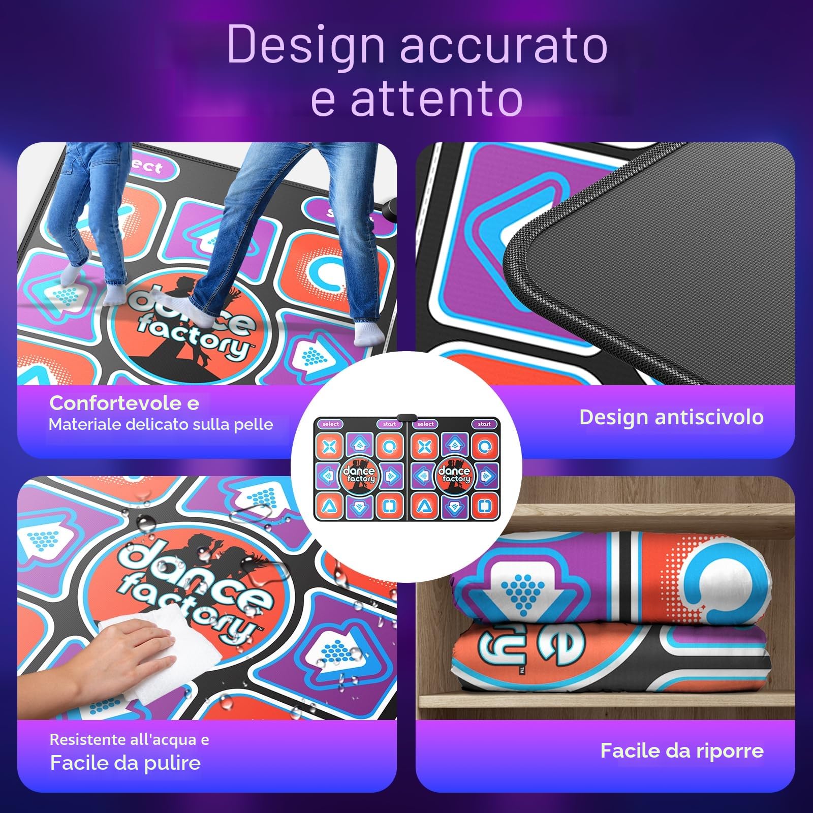 Tappetino da ballo per bambini e adulti, tappetino da ballo interattivo per TV con fotocamera, modelli migliorati, doppio tappeto da ballo musicale resistente e antiscivolo, 166 x 93 cm