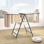 APEXCHASER Ultra Thin Drying Rack – Foldable Clothes Drying Rack with Enhanced Capacity - Convenient and Space-Saving, with Adjustable Wings, Grey (Black)