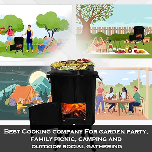 Miniatura 7 de Simond Store - Horno kazán uzbeko de fuego de madera para hacer Plov Pilaf Lagman Shorpa, diámetro de 14 a 16 pulgadas, horno Duch de acero