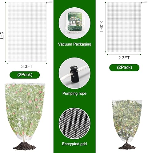 Miniatura 5 de Outlet 4 unidades Red para plantas de jardín, 2 tamaños, bolsas de cobertura de red para arbustos de arándanos, tomates y verduras, red de jardín