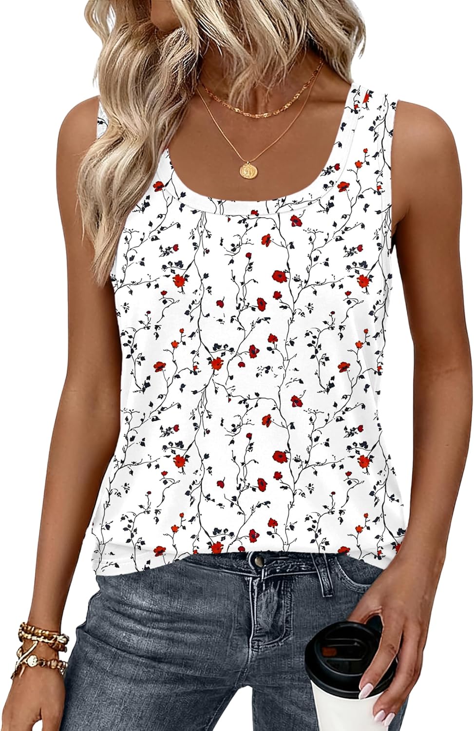 Zeagoo Tank Top for Women Summer Loose Fit Casual Flowy Sleeveless Tops Trendy Scoop Neck Basic Shirts Tee 2026