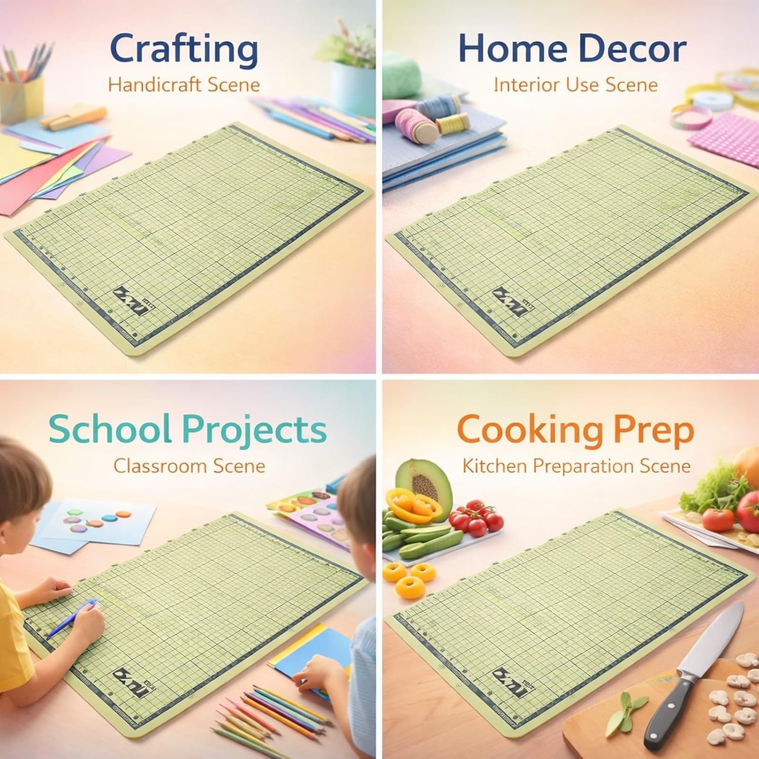 Self Healing PVC Cutting Mat, Portable Folding, A2 60x45cm, Multi Color Options - Non Slip Safety, Durable Self Healing Surface, Perfect for Arts and Crafts