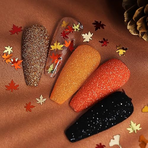 Miniatura 89 de 12 Colors Fall Nail Art Stickers Maple Leaf Nail Glitter Sequins 3D Nail Art Accessories Autumn Leaf Shape Flakes Holographic Gold Red Yelloween