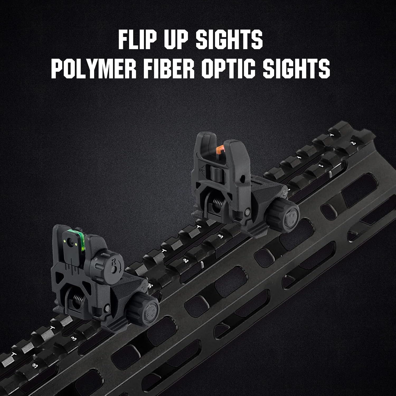 Flip Up Sights Polymer Front and Rear Sight Set Fiber Optic Sights for Picatinny