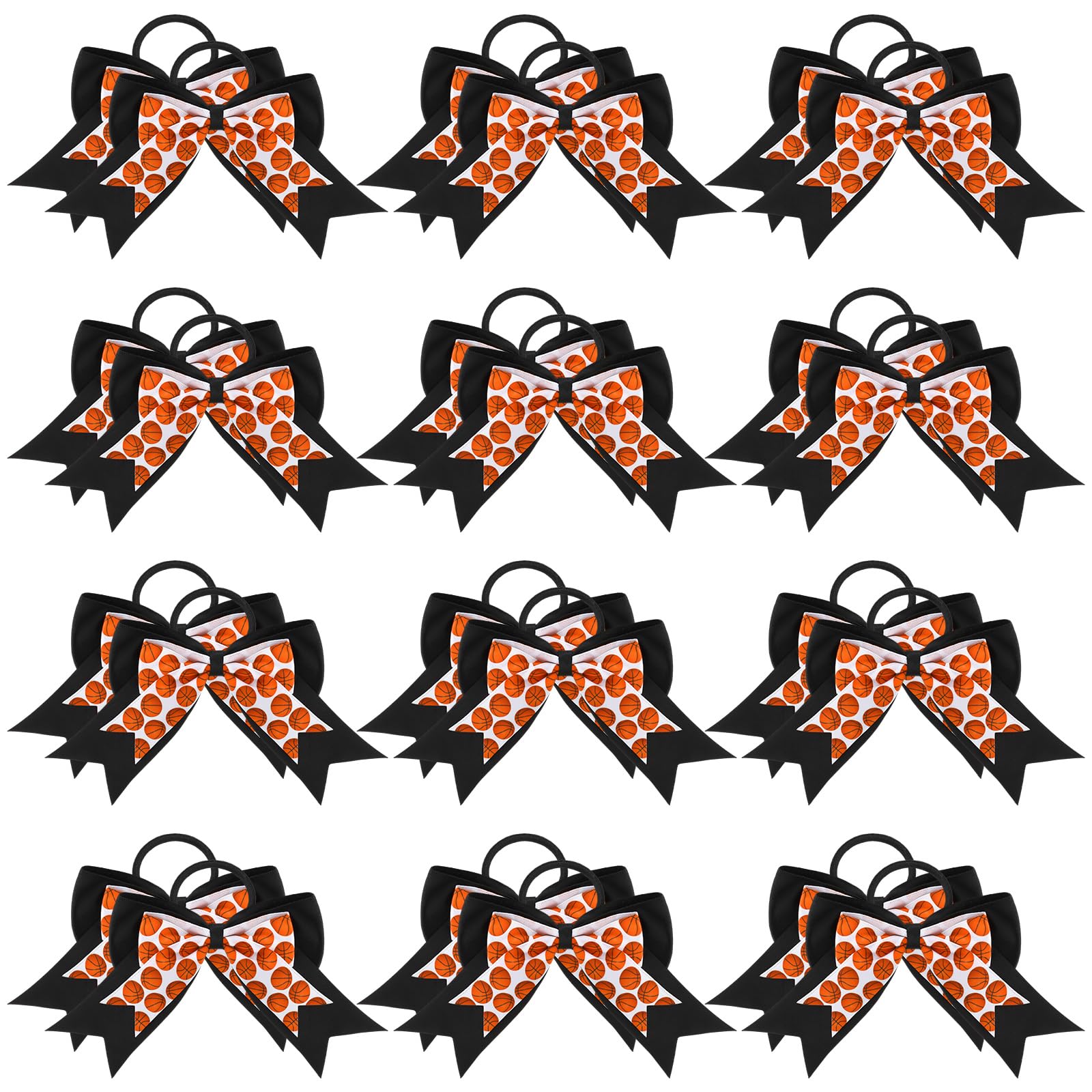 MTLEE 24 Pieces Basketball Hair Accessories Basketball Ballet Hair Bows Cheerleader Bows Elastic Scrunchies Ribbon Hairbands Ponytail Holder Sport