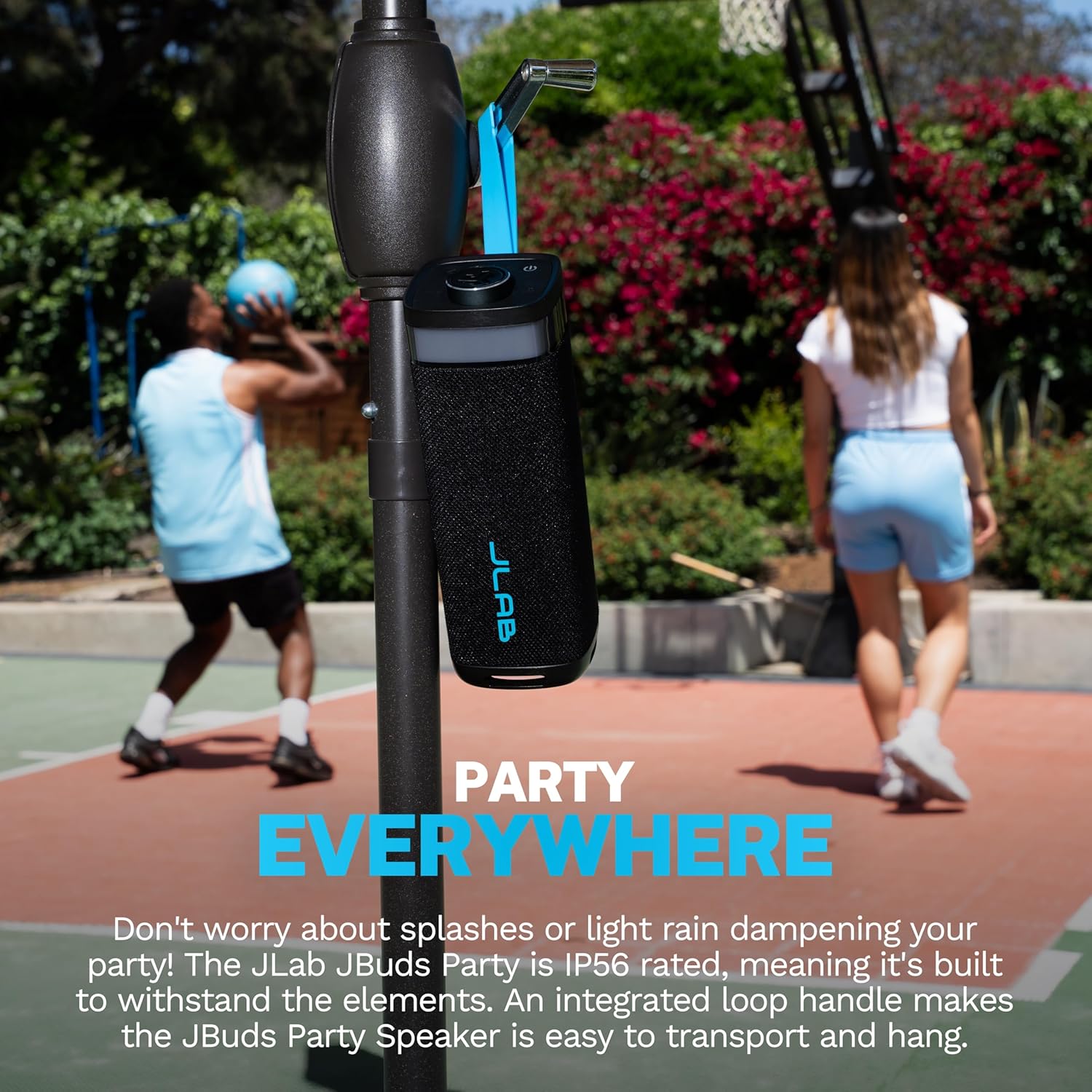 JLab, JBuds Party, Portable Bluetooth Speaker, IP56 Waterproof, Multi-Speaker Connect, RGB Lighting, Black thumbnail