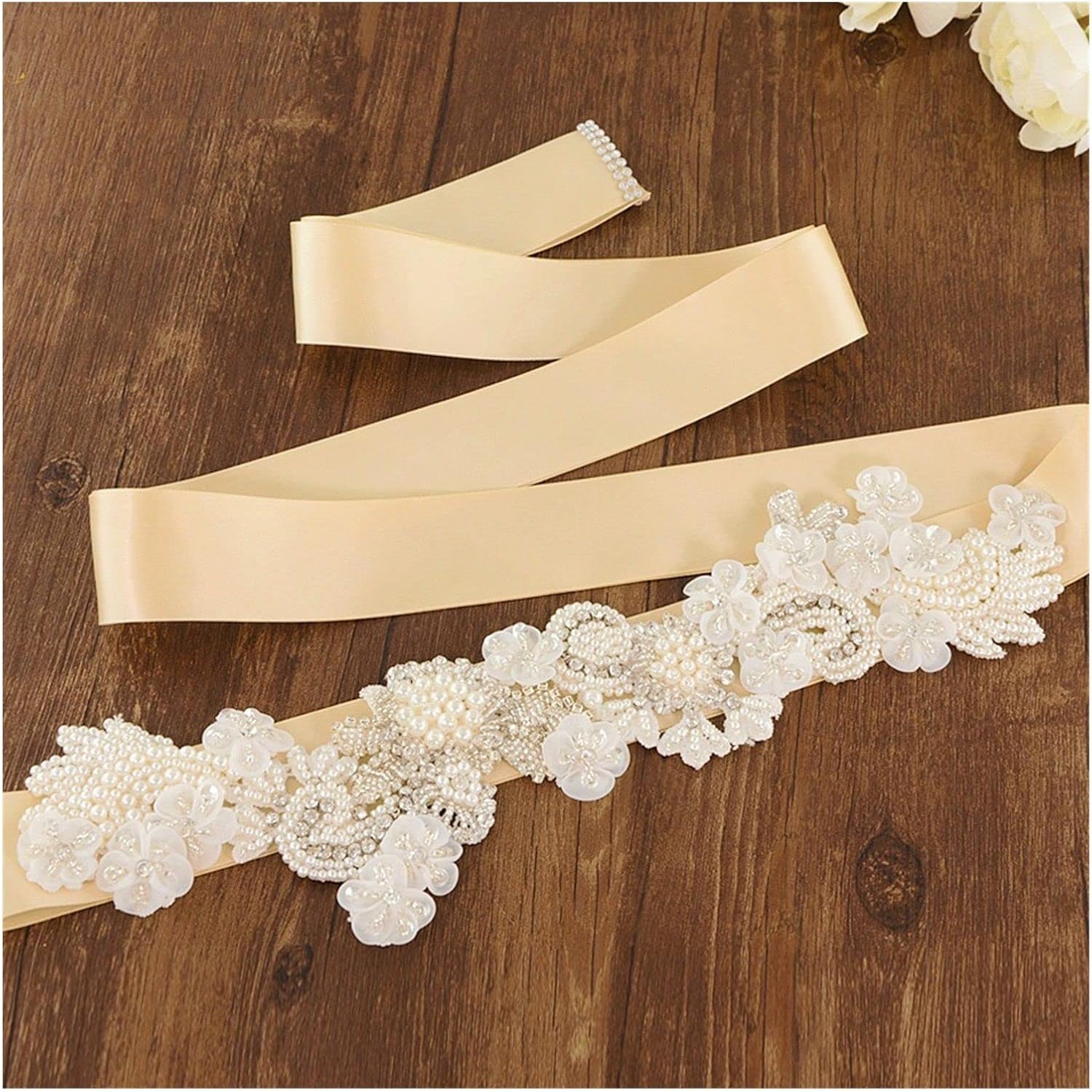 Fashion Belt Handmade Belt Wedding Sash Crystal Pearl Embroidered Wedding Belt for Party Dress (Color : Pink, Size : One Size)
