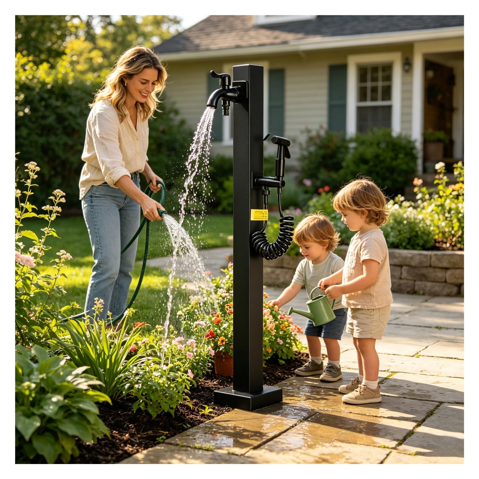 Vyrata W-2"/6Cm House Hydrant Outdoor Water Column, Decorative Vertical Faucet Post, Water Tap For Irrigation Washing(H-95Cm/37In)