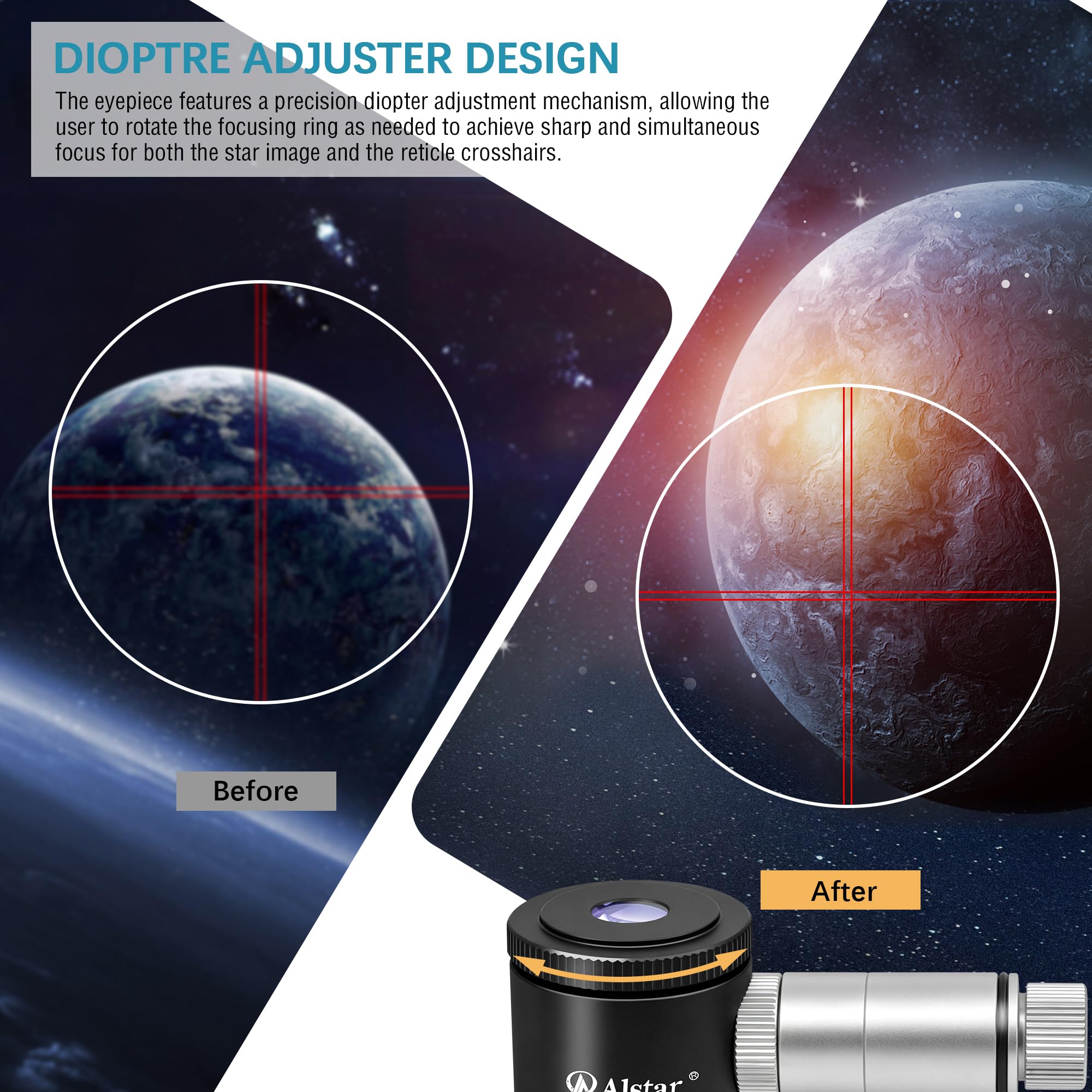 Alstar Ocular telescópico Plossl iluminado de retícula de 12,5 mm, para astrofotos perfectamente guiadas