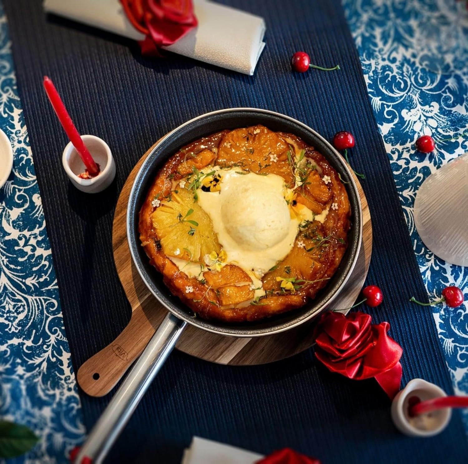 VITA 4-Piece Skillet Set with Lids, Blue, Enamel on Steel, Dishwasher & Oven Safe up to 350? Quick & Even Heat Distribution, Non Stick, Scratch Resistant, High Gloss