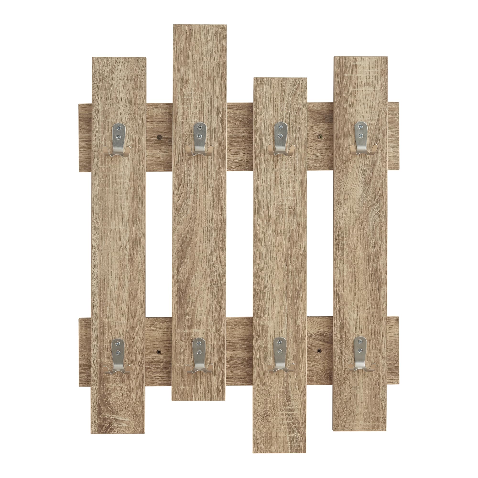 [en.casa] Appendiabiti da Muro Attaccapanni a Parete 4 Pannelli con 8 Paia di Ganci Porta Abiti Appendiabiti Moderno per Ingresso 80 x 60 cm - Effetto Rovere