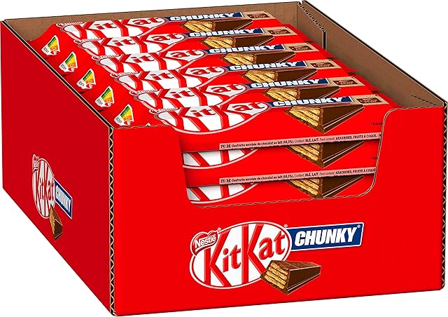 Nestlé KITKAT ChunKy Classic, batoniki czekoladowe w czekolady mlecznej, z pełnomleczną czekoladą i chrupiącą gofrownicą, opakowanie 24 szt. (24 x 40 g)