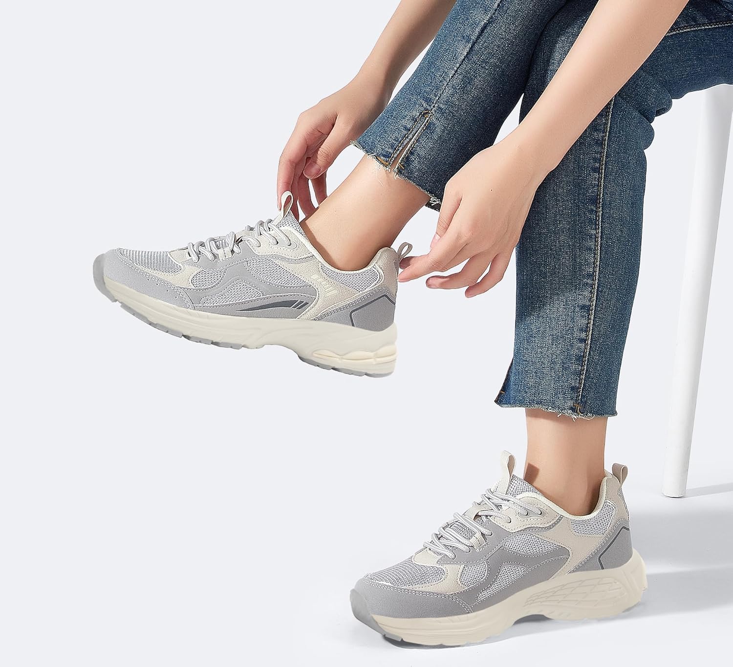 LUCKY STEP Women's Platform Chunky Fashion Sneakers Mesh Casual Running Tennis Workout Sport Work Trendy Athletic Walking Shoes - Image 2