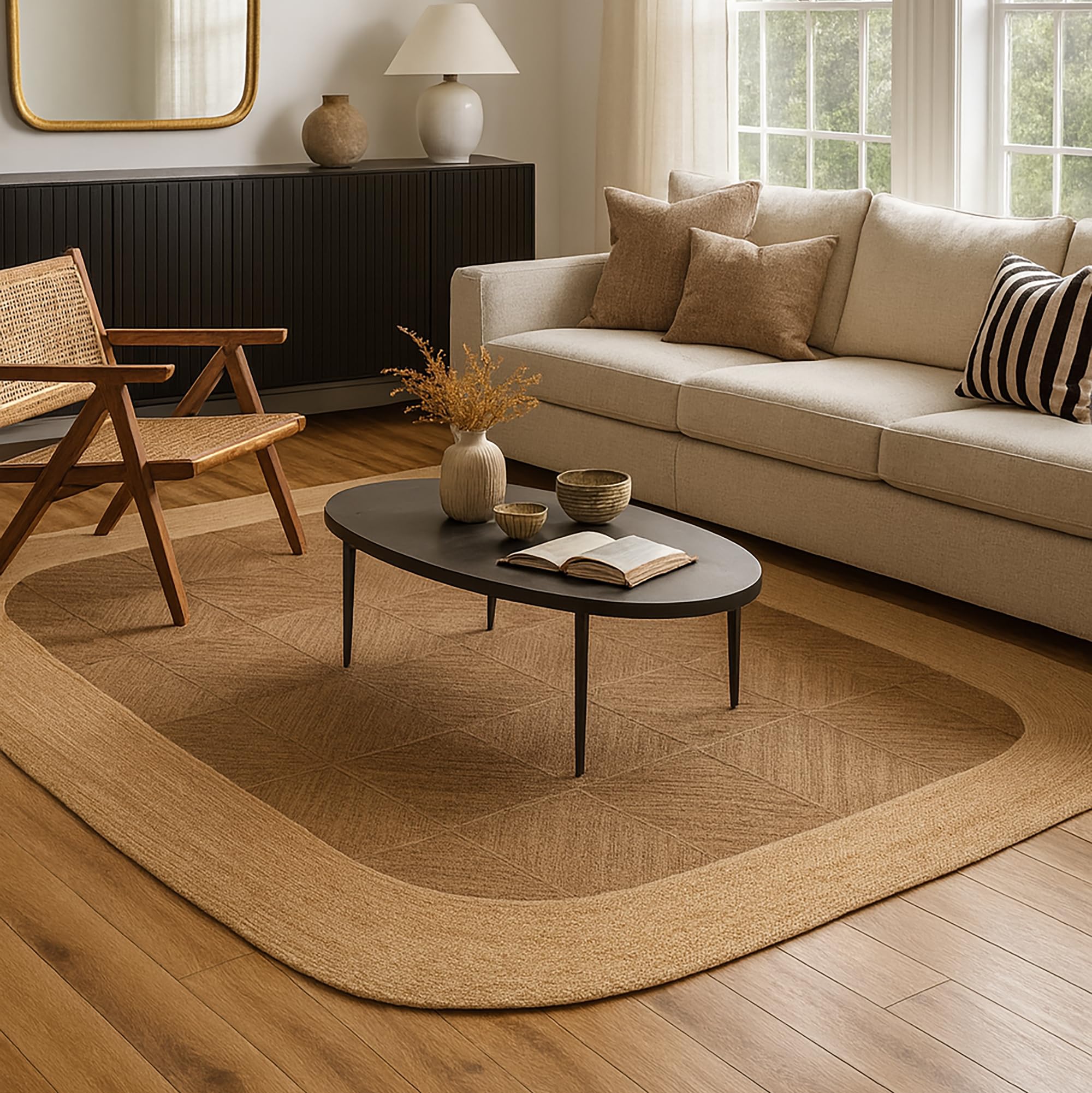 Tapis de couloir en jute naturel fait à la main de 9,1 x 6,1 m - Décoration d'intérieur indienne - Tapis de couloir - Tapis tressé en jute chanvre