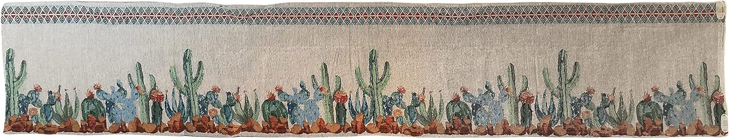 Sonoran Souvenirs Desert in Bloom Cactus Table Runner (13" x 72") Vintage Mid Century Kitchen Dining Decor Tablecloth 72 inches Southwestern-Inspired Tapestry Tablecloth