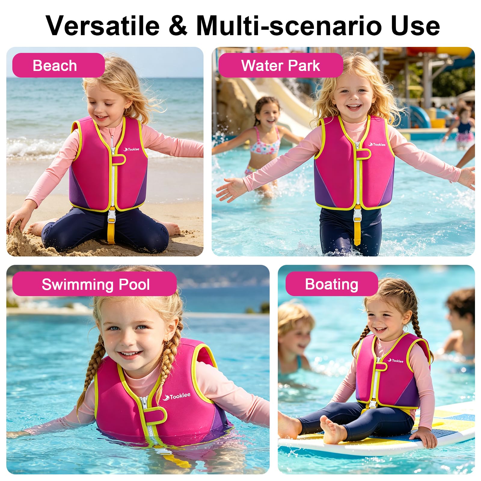 Giubbotto da Nuoto per Bambini – Sistema di Galleggiamento Regolabile a 8 Pannelli, Testato TÜV e sicuro – Comfort in Neoprene Morbido, Struttura Resistente