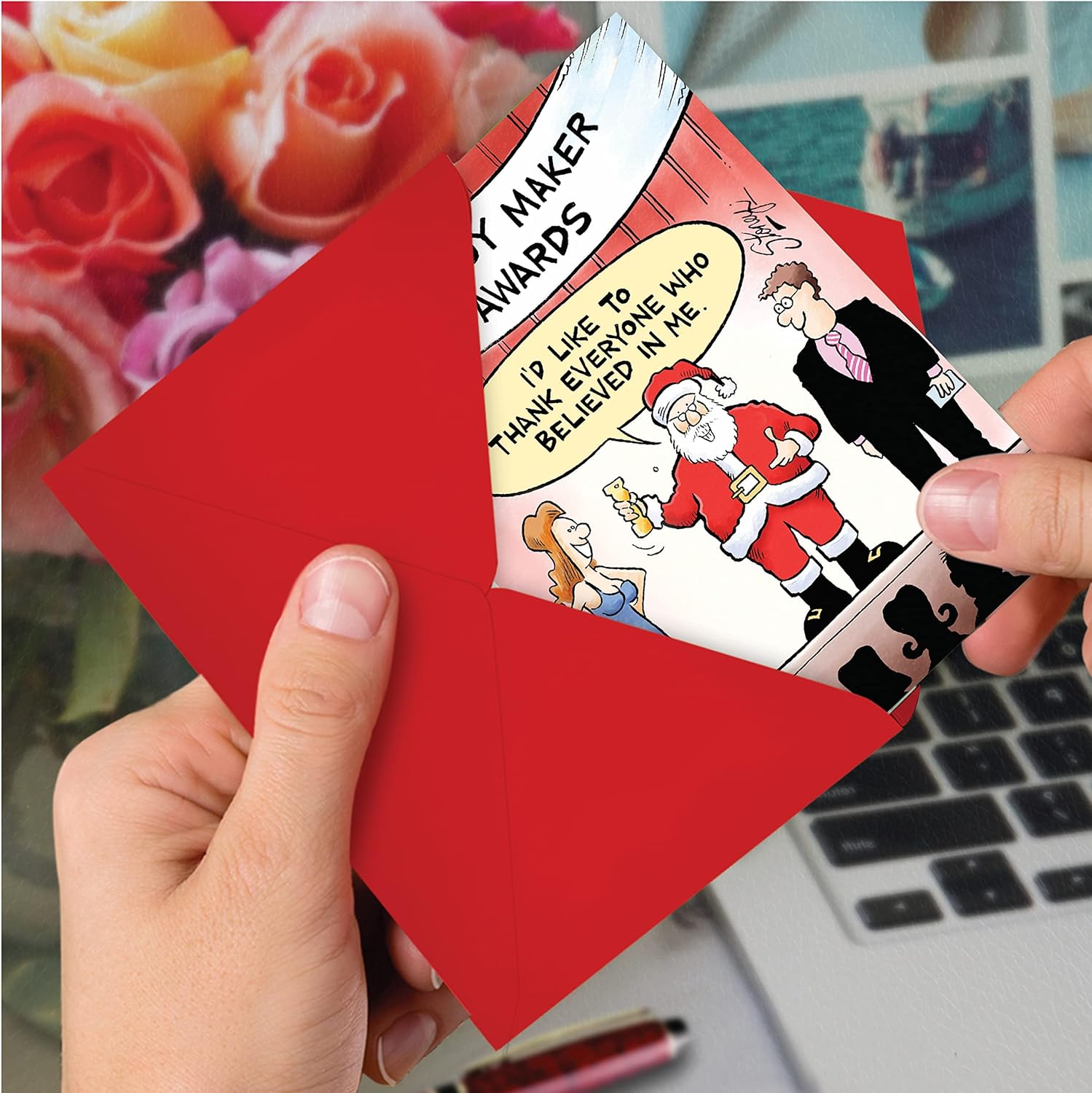 NobleWorks, Toy Maker Awards - 12 Christmas Thank You Cards - Boxed Santa Claus Greetings, Holiday Gratitude (1 Design, 12 Cards) C1176XTG-B12x1
