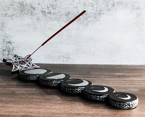 Miniatura 9 de Ebros Gift Wicca Ocultista Místico Triple Luna Fases Sagradas Diosas Incienso, Quemador Figurita Halloween Macabra Metafísico Acento Metafísico