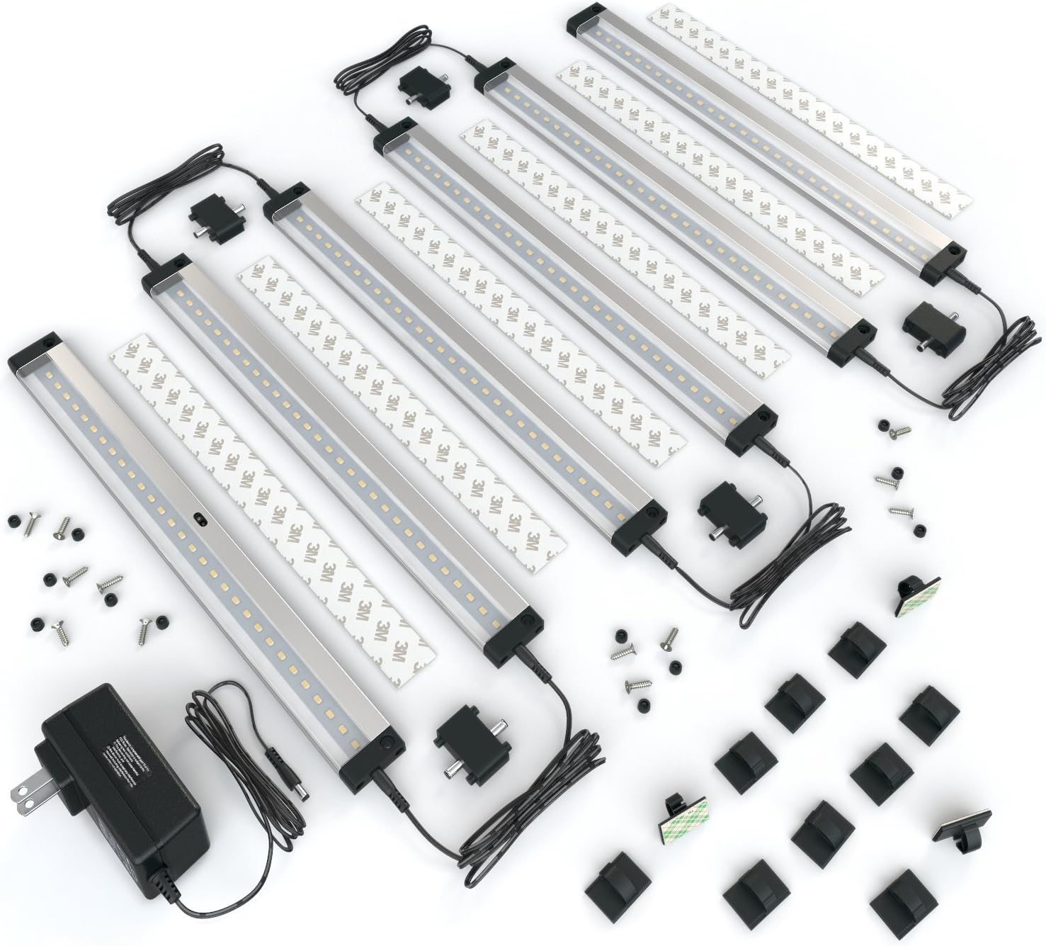 EShineEShine 6 Panels 12 Inch LED Under Cabinet Lighting, Hand Wave Activated - Deluxe Kit, Cool White (6000K)